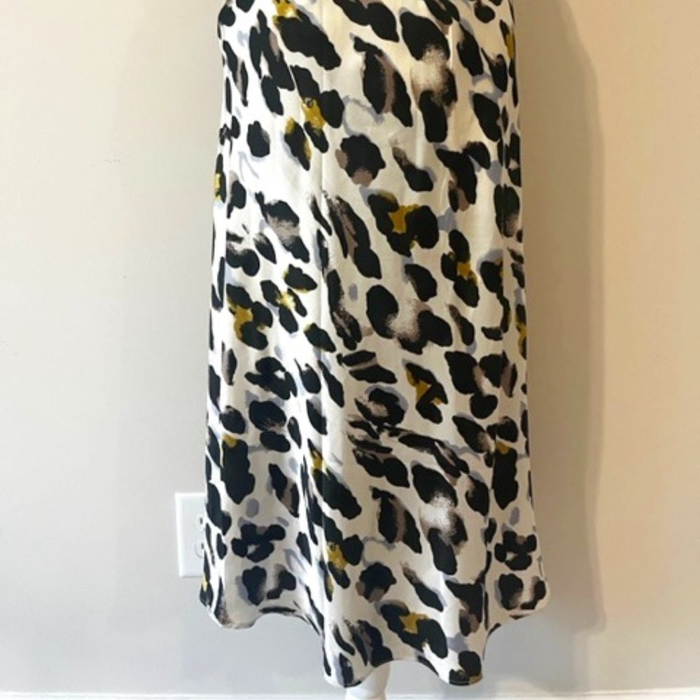 NWT Ivy & Leo Boutique Satin Midi Animal Print Slip Skirt